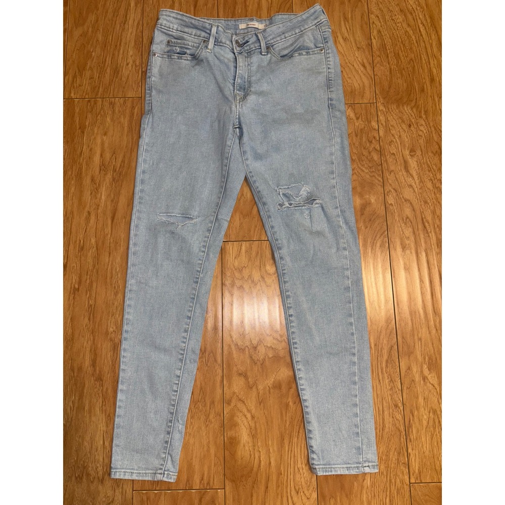 Levi's 711 Skinny Jeans Women's Size 27 Light Blue Distressed Stretch Denim